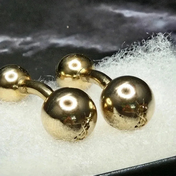 Yves Saint Laurent Gold Tone Brass Ball Cufflinks - Picture 2 of 3